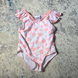 Floatimini Toddler Size 4 Peach Stripes Shimmery One Piece Swimsuit Bathing Suit
